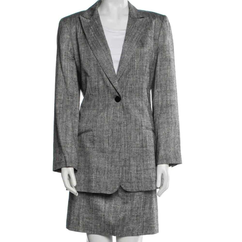 Vintage Silk Neiman Marcus 100% Silk Tweed Skirt Suit Set 90s Career Woman Wear